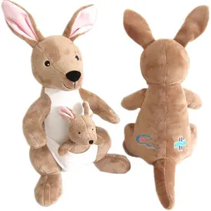 Cute cheap baby kangaroo plush toy custom fashion soft plush white brown kangaroo stuffed animals