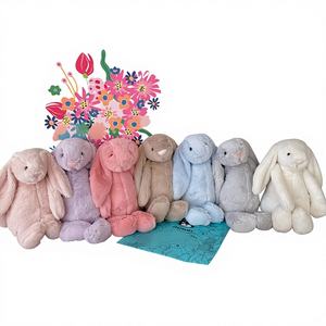 دمية جيلي القطيفة على شكل أرنب خجول باللون الكريمي، لعبة قطيفة وهدية للأطفال، لعبة أرنب صغير - Product Image 1