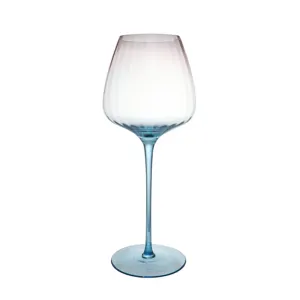Scandinavian Style Dense Ribbed Goblet Vertical Stripes Champagne Wholesale Glassware Pressed Blue Glass Goblets