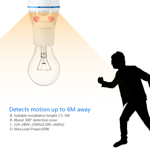 PIR motion sensor <span class=keywords><strong>E27</strong></span> <span class=keywords><strong>LED</strong></span> Ánh Sáng Đèn Cơ Sở Chủ Bóng Đèn Nhựa Ổ Cắm - Product Image 3