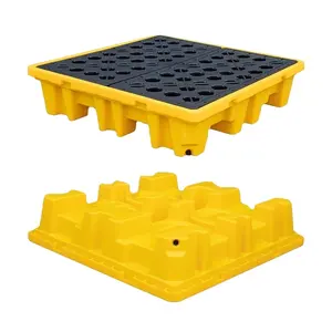 Alta qualità a buon mercato industriale poly hdpe controllo 4 tamburo ibc contenimento olio plastica fuoriuscita pallet all'ingrosso