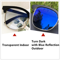 Kacamata Anti Blue Light Photochromic Pria Uv400 Bulat Perak Emas Hitam Alis Klasik Lunettes Wanita Photogray Indoor Outdoor