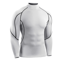 T-shirt de Compression Taille US, Col Montant, Collant de Sport Homme, Manches Longues, Élastique, Sous-vêtement de Base pour Course et Fitness