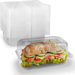 <span class=keywords><strong>Plateau</strong></span> à gâteau en plastique transparent jetable personnalisé avec couvercle à charnière pour desserts, bento et stockage alimentaire – Vente en gros - Product Image 1