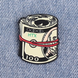 Pin de esmalte con diseño de billetes de 100 dólares enrollados, broche de solapa con apilamiento de <span class=keywords><strong>dinero</strong></span> en efectivo - Product Image 1
