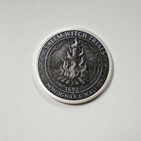 Livraison rapide, pièce de monnaie plaquée commémorative personnalisée des procès des sorcières de Salem, collection de souvenirs
