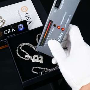 จี้ตัวอักษร B เงินแท้ 925 สไตล์ฮิปฮอป ประดับเพชรโมอิสซาไนต์ VVS พร้อมใบรับรอง GRA ดีไซน์เก๋ไก๋ทันสมัย เคลือบเงิน - Product Image 4