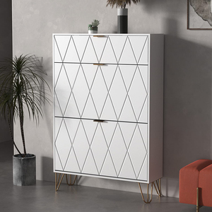 <span class=keywords><strong>Panca</strong></span> Portascarpe <span class=keywords><strong>Bianca</strong></span> con Scarpiera Nascosta, Mobile Moderno in Legno per Ingresso, Arredamento per Soggiorno, Armadio Portascarpe Moderno - Product Image 2