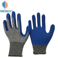NMSHIELD CE Custom Crinkle Latex beschichtete blaue Arbeits handschuhe Handjob ANSI A4 Anti-Cut-Handschuhe EN388 Industrie handschuh