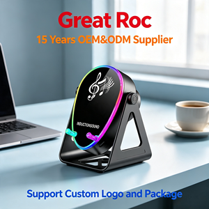 Dudukan Ponsel Multifungsi dengan Sensor Suara, Dudukan Ponsel <span class=keywords><strong>Speaker</strong></span> RGB, Penyangga Ponsel Audio Sensor yang Dapat Disesuaikan - Product Image 4