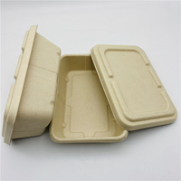 Boîte à lunch biodégradable en bagasse de canne à sucre avec couvercle en PP PET 750 ml