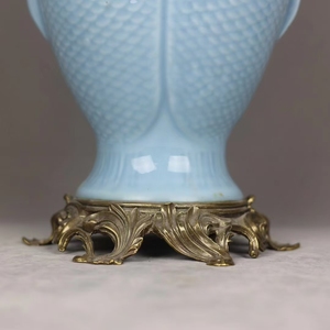 Jingdezhen Royal fornace blu smaltato rame intarsiato vaso in porcellana asta di fascia alta antico palazzo ceramica vaso a doppio orecchio - Product Image 4