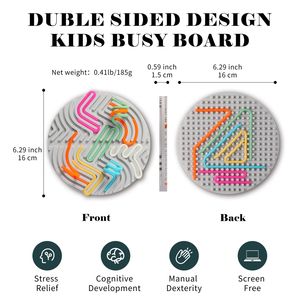 Tavola rotonda di attività sensoriale in Silicone Fidget giocattolo per Stress, ansia, <span class=keywords><strong>ADHD</strong></span> e autismo giocattolo di rilievo in Silicone con 18 corde colorate - Product Image 3