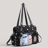 Sac mini en polyester noir pour femme, style japonais-coréen, mode niche, minimaliste, à motif étoiles, à porter à l'épaule