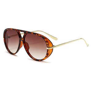 Trendy Double Bridge Sunglasses for Women Light Weight UV400 Full Rim Metal <b>Frame</b> <b>Plastic</b> Lenses Zowensyh Brand Model 2505 - Product Image 4