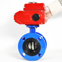 Katup Cakar Besi Cor Duktil 24V DN150 Katup Kupu-kupu Flens Elektrik 6 Inci