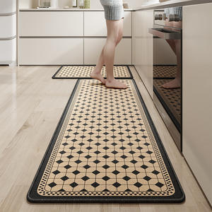 Tapis de cuisine en terre de diatomée, rectangulaire, motif géométrique, lavable, résistant à l'huile, imperméable, pour usage domestique et en restaurant - Product Image 2