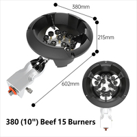 Brûleur à gaz portable coupe-vent de 8 et 10 pouces à flamme haute avec 9 ou 15 buses pour cuisine commerciale et cuisson en extérieur