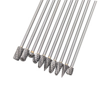 10pcs 6 pouces 1/8 lime rotative 3mm de diamètre. Râpe rotative 100mm longueur de tige Double coupe carbure de tungstène fraise longue tige meuleuse outil