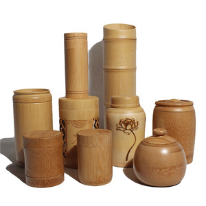 <b>Bamboo</b> Tea Caddy Set Wooden Lid Cylinder Storage Jar Household Retro Style Natural <b>Bamboo</b> <b>Container</b> For Tea Storage - Product Image 5
