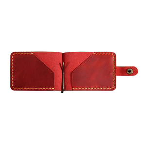 Mens Burgundy Vintage Retro Moneyclip Wallet Genuine Cowhide Credit Cardholder Crazy Horse Leather Money Clip Minimalist Wallets - Product Image 4