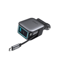 Chargeur de voiture mini personnalisé amélioré 84W rétractable 4-en-1 pour plusieurs appareils, adaptateur USB-C 45W PD PPS 75cm avec LED, moule exclusif