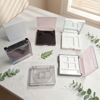 Palette de fards à paupières personnalisable, emballage cosmétique pour usage quotidien, forme carrée, trois compartiments, poudre/fard à joues compact en plastique
