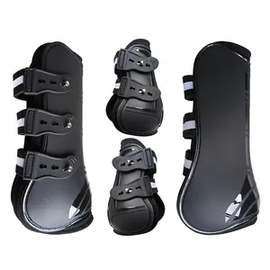 1 conjunto de botas de proteção ajustáveis, botas de tendão em tamanho ajustável, perna, corda de cavalo