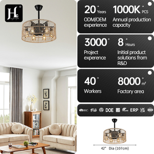 20-inch Chinese-style hemp rope ceiling fan light with rattan shade – hand-woven lamp for home and hotel décor - Product Image 4