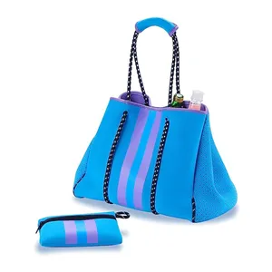 Wholesale Summer Multipurpose Fashion Perforated Woman Neoprene Tote Beach Bag Handbags Fashion Bucket OEM Unisex Girls Fashion