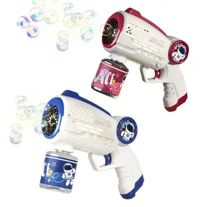 Pistola de bolha multi-buracos operada por bateria, garrafa de sabão musical para crianças, espaçoso e com luzes