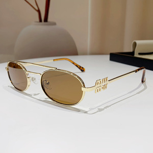 Miao Family Oval Retro Metal <b>Frame</b> Sunglasses Gold Pink Lens UV400 Women's Sunshade - Product Image 4