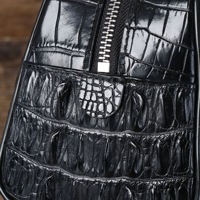 Pochette de poignet SHIMO en cuir de crocodile noir avec logo personnalisé, faible MOQ 50 pièces, sac de toilette de luxe pour hommes d'affaires