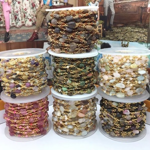 Catena <span class=keywords><strong>Rosario</strong></span> in Filo di Rame Placcato Oro 18k con Perline in Pietra Naturale, Moda 2025 per Creazione di Gioielli - Product Image 5