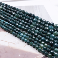 Perles Rondes en Agate Mousse Naturelle en Gros 6mm 8mm 10mm Fil de Pierres Précieuses Vertes pour Bracelet Collier Boucles d'Oreilles Fournitures DIY