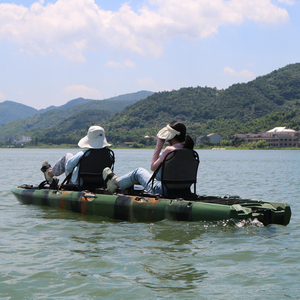 Kayak à moteur 4,2 m (14 pieds) pour 2 personnes avec propulseur, double siège, moteur, aileron, canoë, bateau de pêche, kajak motorisé en PE - Product Image 5