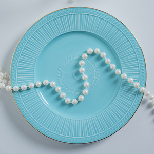 Juego de Vajilla de Porcelana Fina Azul Claro Estilo Moderno P&T, con Borde Dorado, para Banquetes de Hotel 5 <span class=keywords><strong>Estrellas</strong></span> - Product Image 3
