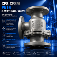 Válvula de Bola de Montaje Directo de Plataforma Alta CF8 CF8M con Brida 304 316 DN15-DN300 Puerto en L Puerto en T