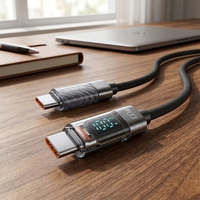 Câble de charge rapide USB C vers USB C PD 100W en nylon tressé de 1 m avec affichage numérique de la puissance pour smartphones et ordinateurs portables