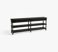 Mesa Consola Moderna de Roble Negro Americano RH Distinguished, Mesa de Entrada Personalizable con 2 Cajones, Mesa Auxiliar de Lujo con Patas de Espiga