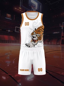 Uniforme <span class=keywords><strong>de</strong></span> Baloncesto Tiger al por Mayor, Jersey con Sublimación, Diseño Personalizado, Uniforme Deportivo para Partidos <span class=keywords><strong>de</strong></span> Liga y Entrenamiento - Product Image 3
