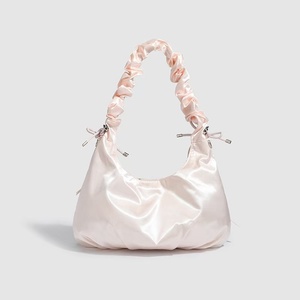 Glossy Bowknot Ruched <b>Handbag</b> Top <b>Handle</b> PU Leather Shoulder Bag - Product Image 2