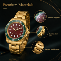 Montre mécanique pour homme, personnalisée, en gros, avec boîtier en acier inoxydable, verre saphir, miroir, étanche, pour les affaires