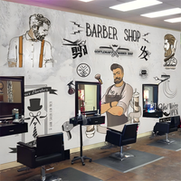 Papier peint 3D personnalisé pour salon de coiffure, décoration murale nostalgique, autocollants muraux pour salon de coiffure, papier peint auto-adhésif