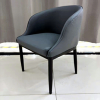 Chaise de salle à manger moderne minimaliste en cuir PU rembourrée avec pieds en métal pour restaurants, maison, bureau, hôtels