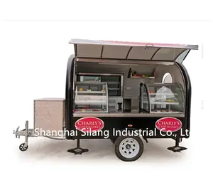 ブラックカスタマイズモバイルアイスクリームトレーラー/ハンバーガーホットドッグキャンピングカートラック/卸売価格ピザキャラバン
