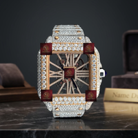 Jam Tangan Mekanik Unisex Shreeji Jewels Mewah Berkualitas Tinggi, Casing Persegi Baja Tahan Karat 40mm, Dial Analog, Moissanite VVS, Alarm