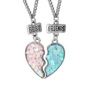 Nouveau arc-en-ciel <span class=keywords><strong>Burger</strong></span> et frites collier à la mode amour coeur épissure bon ami Couple pendentif fille cadeau - Product Image 4