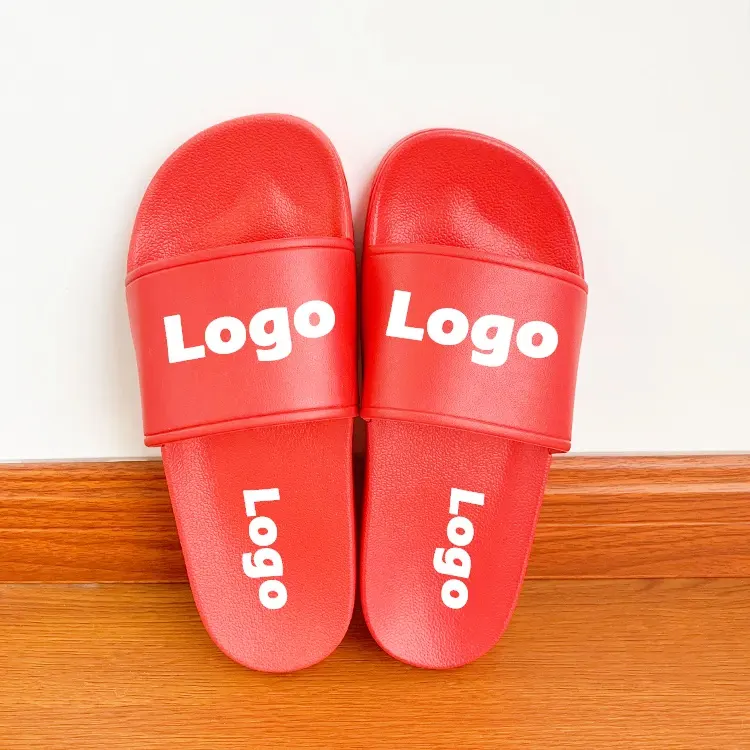 Grosir Sandal kantor musim panas Sandal selop merek kustom Sandal kosong polos wanita Sandal selop PVC Logo kustom