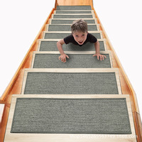 Tapis d'escalier moderne en lin auto-adhésif antidérapant en caoutchouc à motif abstrait, fabriqué à la machine, 1,5 mm – Vente chaude transfrontalière